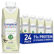 Compleat Pediatric Standard 1.4 Plant-Based Vanilla Nutrition Shake, 8g of Protein, 27 Vitamins & Minerals - Vegan Tube Feeding Formula, 8.45 Fl Oz (Pack of 24)