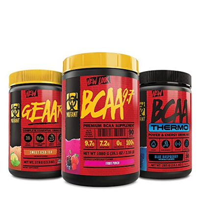Mutant | Hydration Pack | BCAA 9.7 Fruit Punch | GEAAR Sweet Iced Tea | BCAA Thermo Blue Raspberry | 90 Serving Total