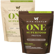 VitaHustle 2 Bags ONE Superfood Protein + Greens Vanilla/Chocolate | 20g Plant Based Protein + Greens with Probiotics, Adaptogens - 2 Pack (Chocolate/Vanilla 15 Servings, 2 Bags)