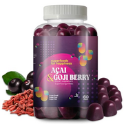 Acai & Goji Super antioxidant - 2 Month Supply Heart Health, Energy Boost, Circulation, (60 Chewables) Vegan with Natural Cane Sugar