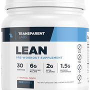 Transparent Labs Lean Pre-Workout - Body Recomposition Pre Workout for Men and Women with Acetyl L-Carnitine, Beta Alanine Powder, & PurCaf Organic Caffeine Powder - 30 Servings, Tropical Punch