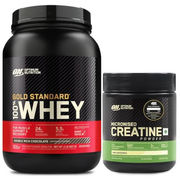 100% Whey (2 lbs/907 g) (Double Rich Chocolate) and Micronized Creatine Powder - 100 Gram, 33 Serves, 3g of 100% Creatine Monohydrate per Serve