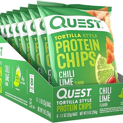Quest Tortilla Style Protein Chips Chili Lime 32g (8 Bags)