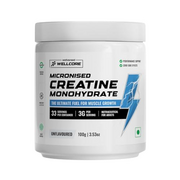 Well.core - Pure Micronised Creatine Monohydrate Powder (100G, 33 Servings) Lab Tested | Unflavoured | Rapid Absorption | Enhanced Muscle Strength & Power | Fast Recovery | Increased Muscle Mass