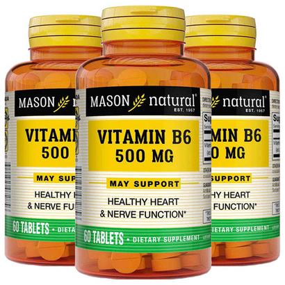 3 x 60 Tablets Mason Natural Vitamin B6 500mg