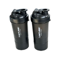 2 PACK PROTEIN BOTTLE SHAKERS WITH TIGHT LIDS FOR SPORTS AND FITNESS (2 PACK, BLACK)
