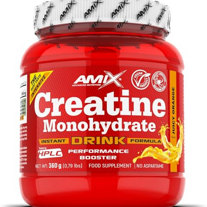Amix Creatina Monohidrato Powder Drink 360 gr/Mejora el Rendimiento Deportivo - Aumenta la Masa Muscular/Perfecta para Deportistas Sabor Naranja