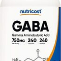 GABA (Gamma Aminobutyric Acid) 750mg, 240 Capsules