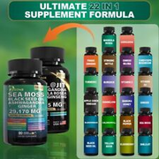 2 Bottle Sea Moss And shilajit Bundle 7000mg -80 Count- Sea Moss Black Seed Oil