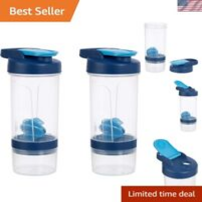 Dishwasher-Safe Shaker Bottle Set - 20-Ounce Blue Mixers with Leak-Proof Design