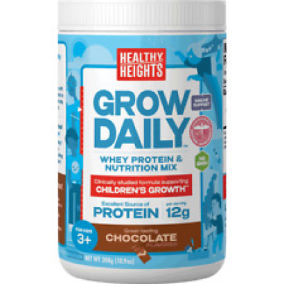 Healthy Heights Grow Daily 3+ Pediatric Shake Mix Powder, Chocolate, 12g Protein