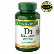 Nature's Bounty Vitamin D3 125 mcg 5000 IU 400 Liquid Softgels Exp10/25+