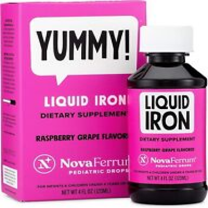 NovaFerrum Pediatric Drops Liquid Iron Raspberry Grape Flavored 15 mg 6 Oz US