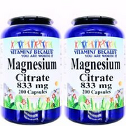 2 Bottles Magnesium Citrate 833mg 200/400 Capsules Extra Strength Pill