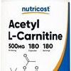 Nutricost Acetyl L-Carnitine 500mg 180 Capsules - Non-GMO and Gluten Free
