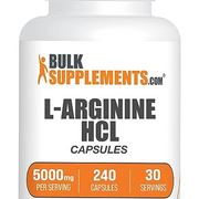BULKSUPPLEMENTS.COM L-Arginine HCl Capsules - Arginine Supplement, Nitric Oxide Supplement, L Arginine Capsules - Nitric Oxide Pills, Gluten Free - 8 Capsules per Serving, (5000mg), 240 Capsules
