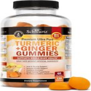 Turmeric Curcumin Ginger Gummies - Natural Peach Flavor, 60 Day Supply, 120 ct