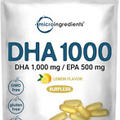 Omega 3 Fish Oil DHA Supplements 1000Mg with EPA 500Mg, 200 Softgels – Lemon Fla