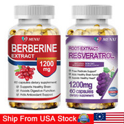Berberine HCL Extract Resveratrol Supplement, Anti-aging, Cholesterol Health USA