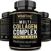 Collagen Peptides Pills 1800mg Hydrolyzed Collagen Capsules (Types I,II,III,V,X)
