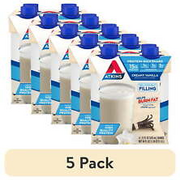 (5 pack) Atkins Protein Shake, Creamy Vanilla, Keto Friendly, Gluten Free, 4 Ct