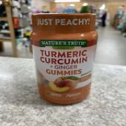 Vegan Turmeric Curcumin Gummies | 70 Count | Plus Ginger | Peach Flavor | Non-GM