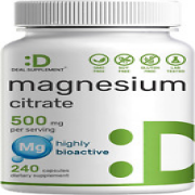DEAL SUPPLEMENT Magnesium Citrate 500Mg, 240 Capsules | Easily Absorbed, Purifie
