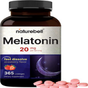 Melatonin 20mg High Potency Natural Sleep Aid 365 Fast Dissolve Tablet Full Year