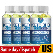 60PCS KETO BHB 20,000mg PURE Ketone FAT BURNER Weight Loss Diet Pills Ketosis