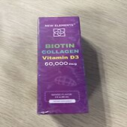 New Elements Liquid Biotin Collagen Vitamin D3 60,000 mcg Mango 2 fl oz Exp 3/25