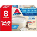 Atkins Gluten Free Protein-Rich Shake, Creamy Vanilla, Keto Friendly, 8 Count,,