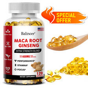 Maca Root with Ginseng 11,400mg - 30 To 120 Vegan Capsules For Men & Women