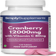 Cranberry 12000Mg + Vitamin C 80Mg Tablets | Supplement to Support Immune System