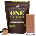 VitaHustle ONE Superfood Protein Powder + Greens Shake by Kevin Hart | 20g Chocolate Plant Protein | 86 Superfoods, Vitamins, & Minerals | Meal Replacement Shake (15 SVG)