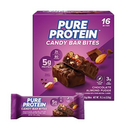 Pure Protein Candy Bar Bites, Chocolate Almond Fudge, 5g Protein, Gluten Free, Low Sugar, 0.70 Oz, 16 Pack (Packaging May Vary)