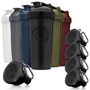 GOMOYO Fitness Bundle - 6-Pack Shaker Bottles with Agitator + 5-Pack Protein Funnels with Carabiner, BPA-Free & Dishwasher Safe