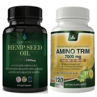 Hemp Seed Skin Nails Joints Health & Amino Trim Weight Loss Fat Burn Supplements