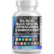 Sea Moss 3000mg, Black Seed Oil 2000mg, Ashwagandha 1000mg, Turmeric 1000mg