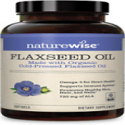 NatureWise Flaxseed Oil 1200mg Softgels with 720mg ALA, Omega 3 6 9, Supplement