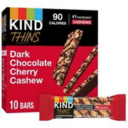 KIND THINS Dark Chocolate Cherry Chashew Bars Gluten Free 5g Sugar 0.74 oz ba...