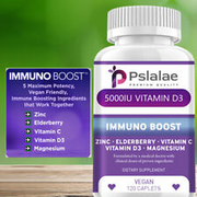 5000 IU Vitamin D3 - Elderberry, Vitamin C, Magnesium, Zinc - Immune Support