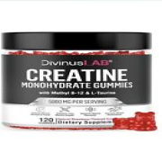 Creatine Monohydrate Gummies 5g (5000mg) Per Serving, Pre-Workout, B-12, 120ct