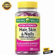 Spring Valley Extra Strength Hair Skin & Nails Dietary Supplement 5,000 mcg, 120