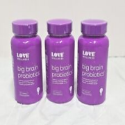 Lot Of 3 Love Wellness Big Brain Probiotics Nootropics Brain, 30 Count, Exp 8/24