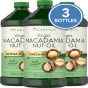 Macadamia Nut Oil | 3 x 16oz Bottles | Premium Cold Pressed |3 Pack | by Carlyle