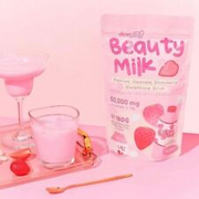 Dear Face Beauty Milk Japanese Collagen STRAWBERRY Drink, 10 Sachets X 18g