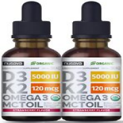 Organic Vitamin D3 K2 Drops - 1 oz (2 pack)