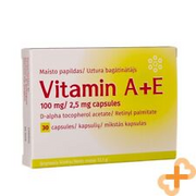 VITAMINUM A+E Vitamin A E Supplement 30 Capsules Skin Hair Nails Immune System