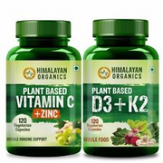 Himalayan Organics Plant Based D3 + K2 600iu + Vitamin C CAPS. NATURAL HERBS