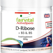 Fairvital | D-Ribose Powder - with Vitamin B3 and B5 - Vegan - 300G